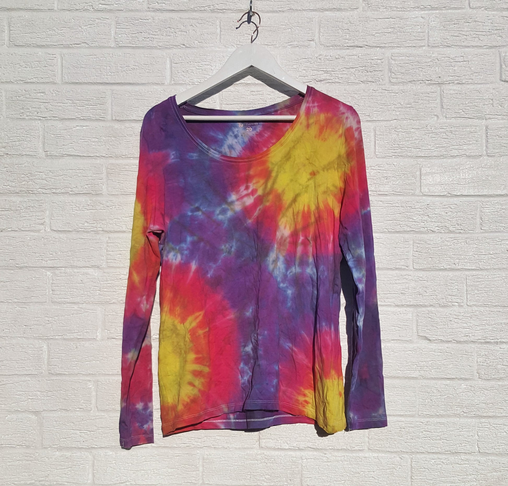 long sleeve tie dye top, women's eco-friendly upcycle