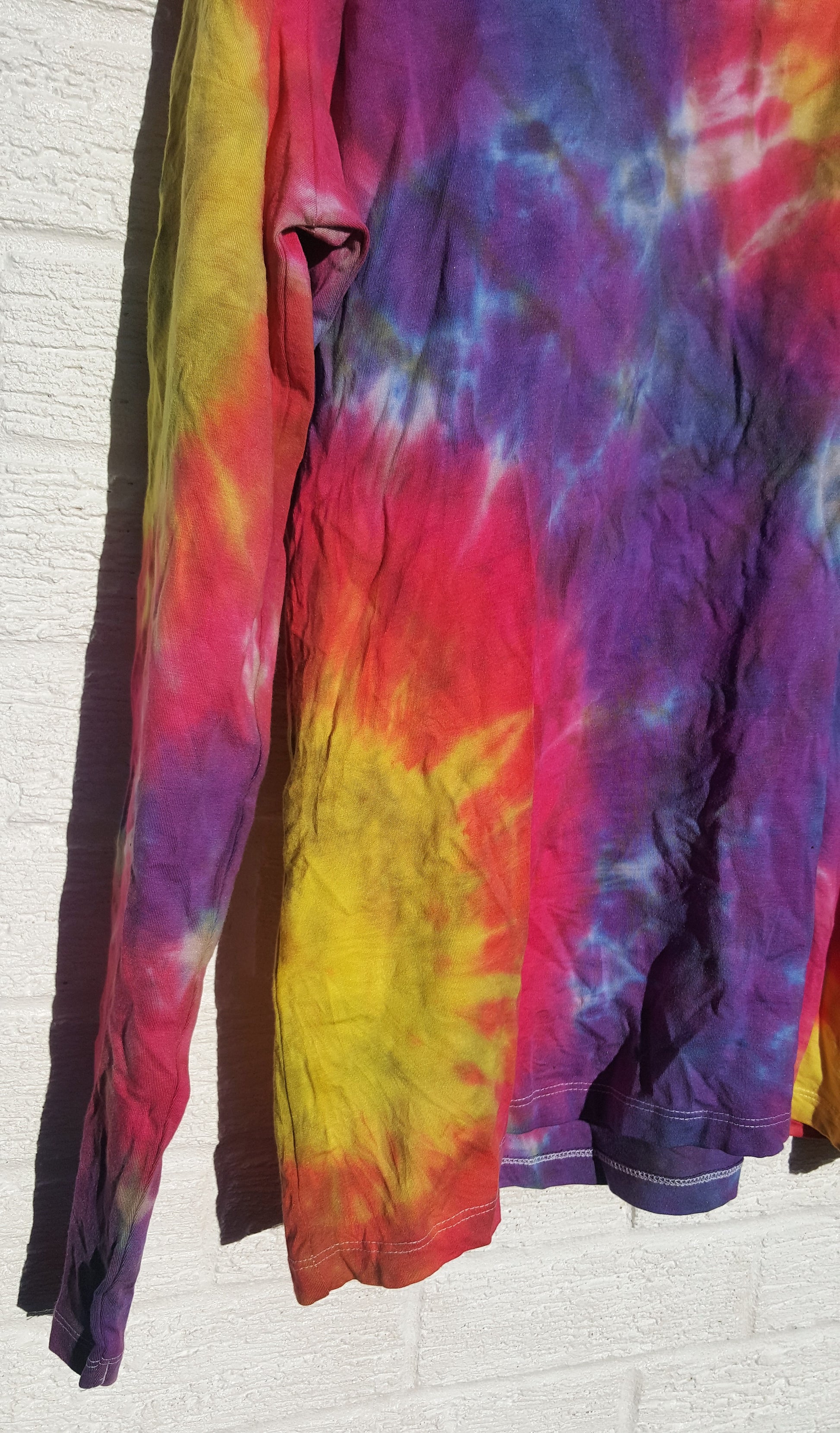 long sleeve tie dye top, women's eco-friendly upcycle