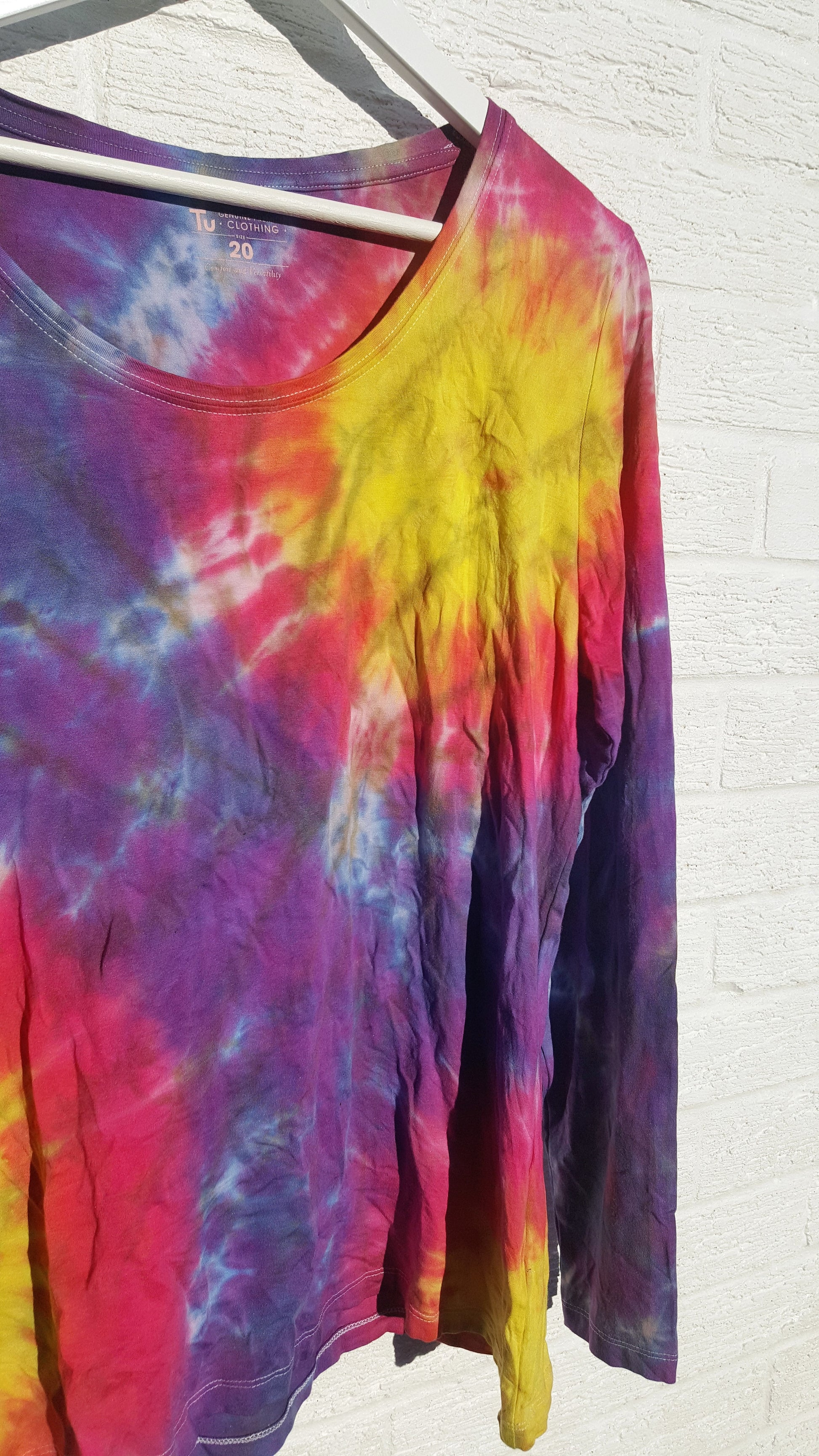 long sleeve tie dye top, women's eco-friendly upcycle