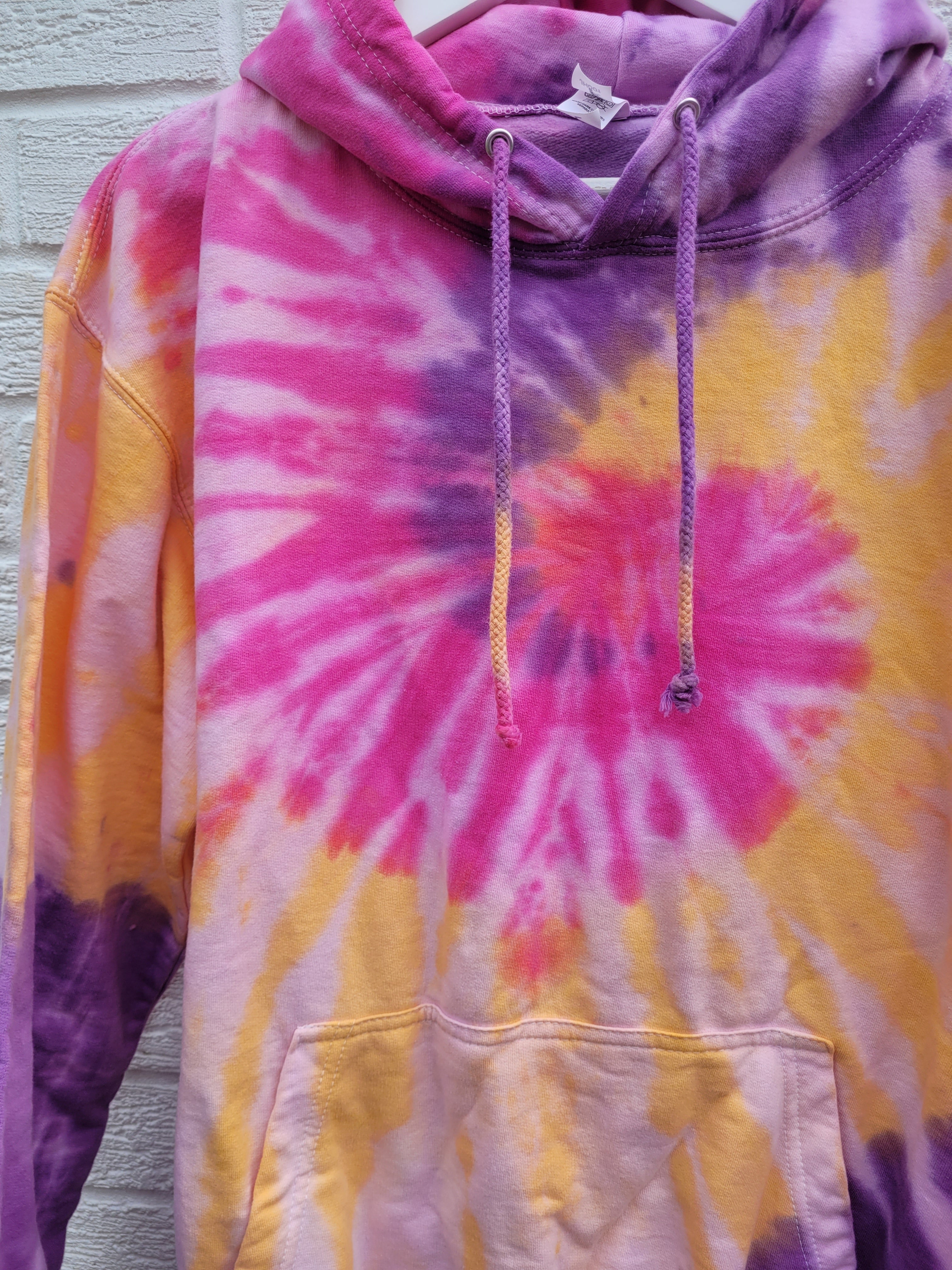 Pink and yellow tie hotsell dye hoodie