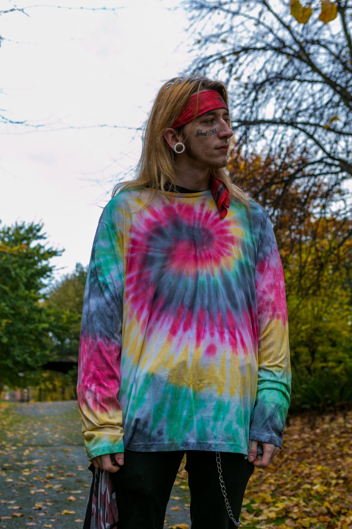 Rasta Tie Dye Long Sleeve T-shirt on model